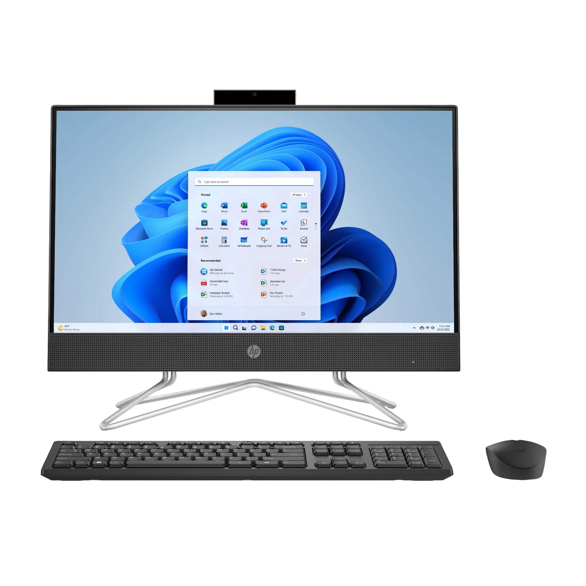 HP 21.5 All-in-One PC, Intel Pentium, 8GB Memory, 128GB SSD, Windows 11 Home S mode, White, 22-dd0143w