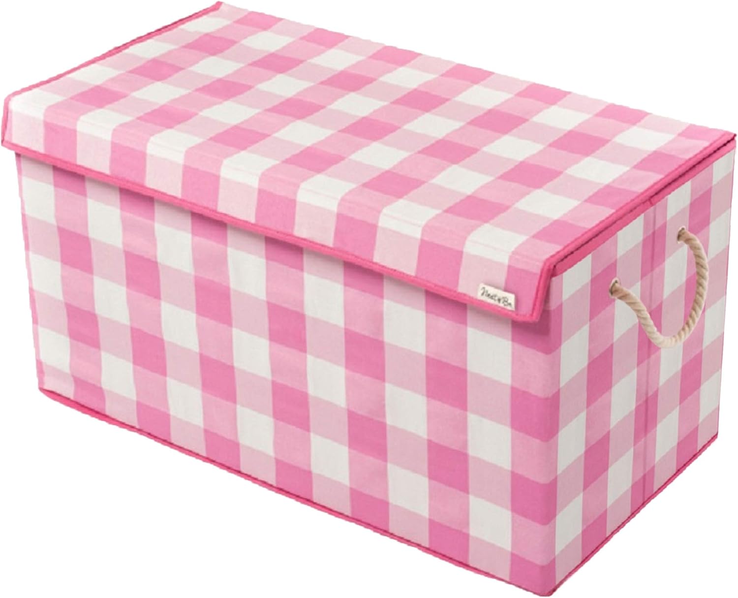 Nest & Be X-Large 30-inch Toybox Toy Storage Chest - Collapsible, Buffalo Plaid, Durable Sides w/Divider, and Attached, Flip-Top Lid. For Home Organization, Nursery, Kids playroom, Pet items, Closet