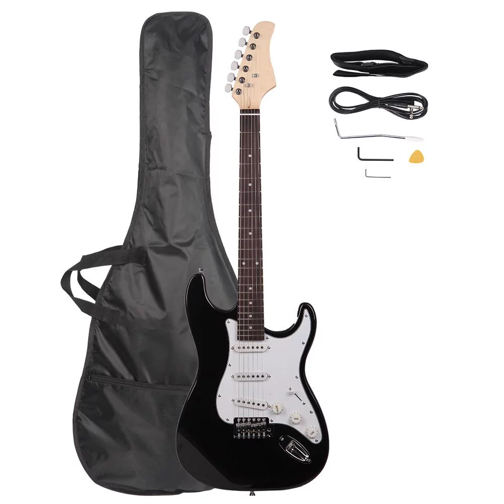 Ktaxon Rose Wood Fingerboard Electric Guitar with Guitar Bag for Beginner, Black - Curated Treasures Market