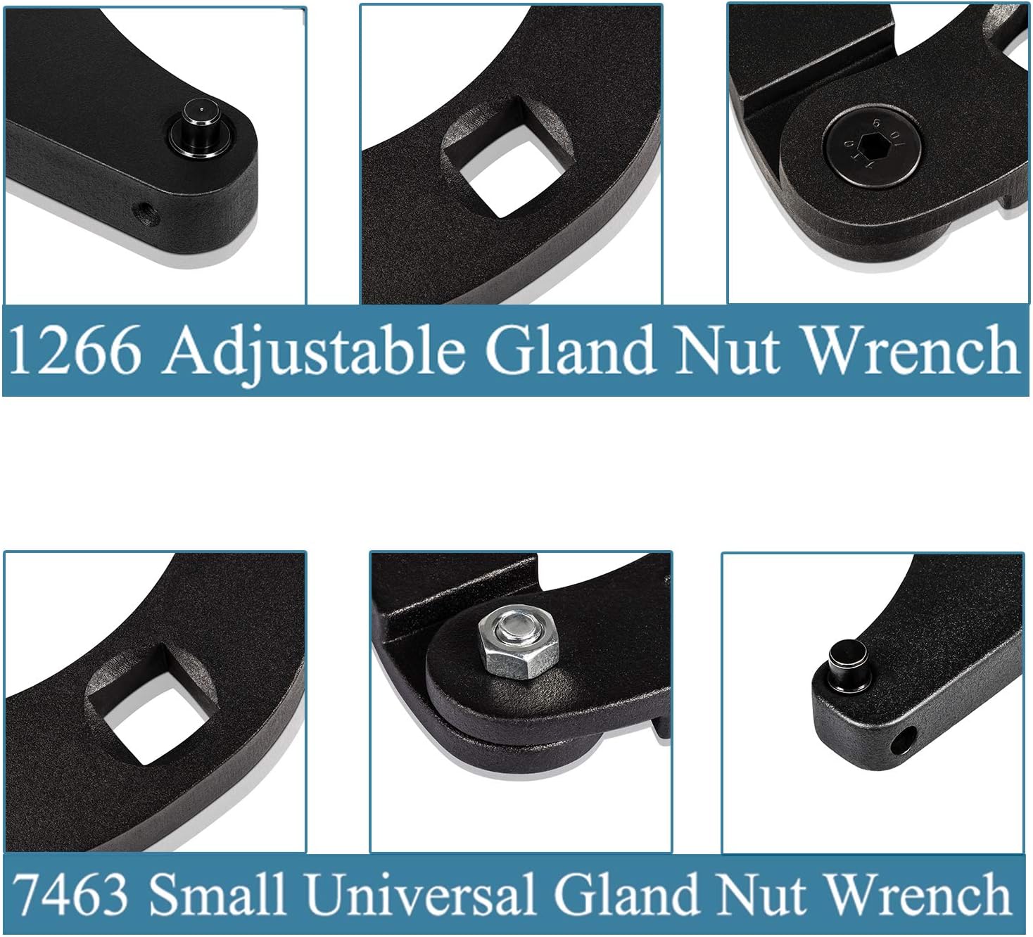 1266 Adjustable Gland Nut Wrench & 7463 Small Universal Gland Nut Wrench For Hydraulic Cylinders (Set of 2) Pack of 2