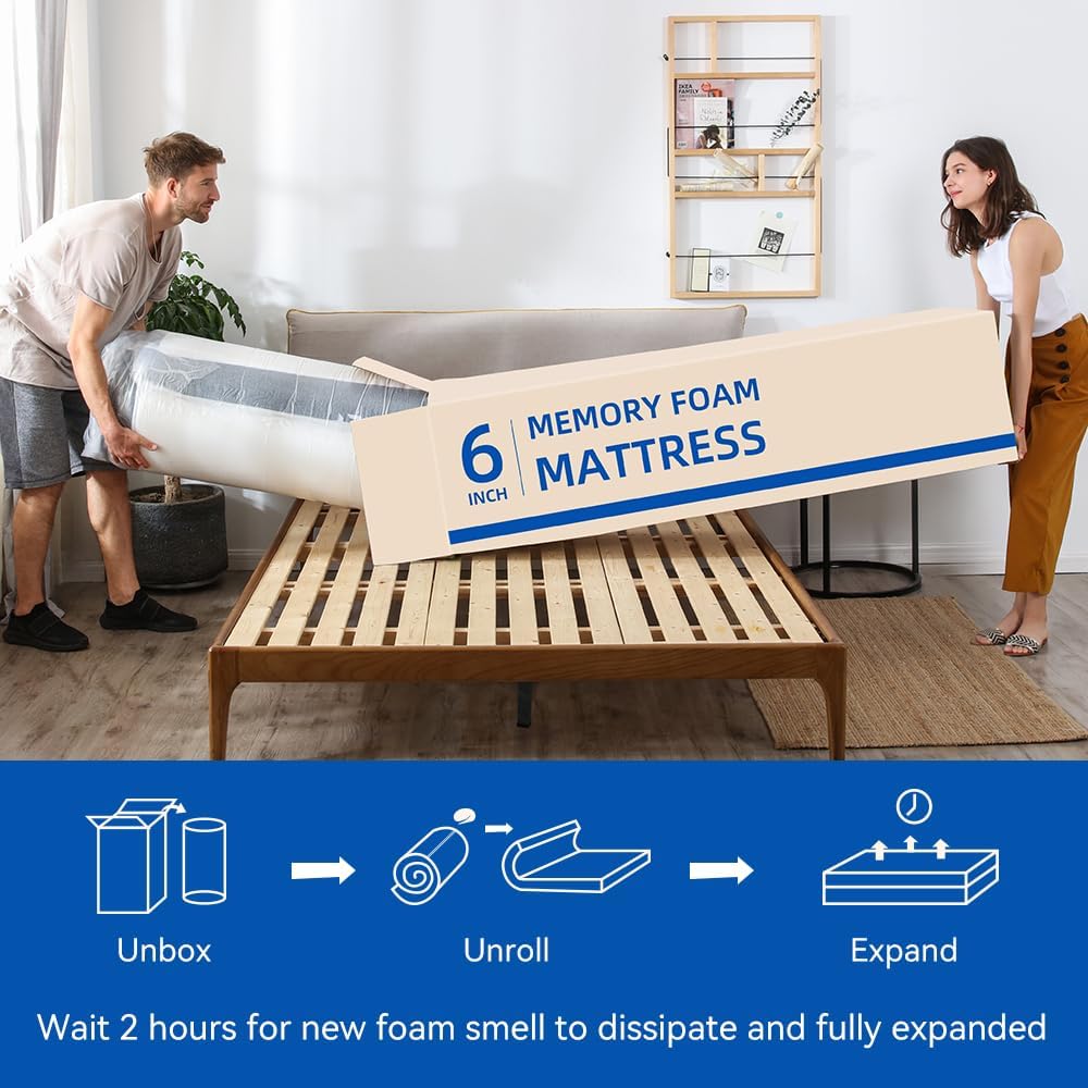 Memory Foam Mattress Full Size 10 Inch Mattress, Cooling Green Tea/Gel Medium Firm Mattress in a Box, Pressure Relief Comfort Bed Mattress Made in USA, CertiPUR-US 75'' x 54''