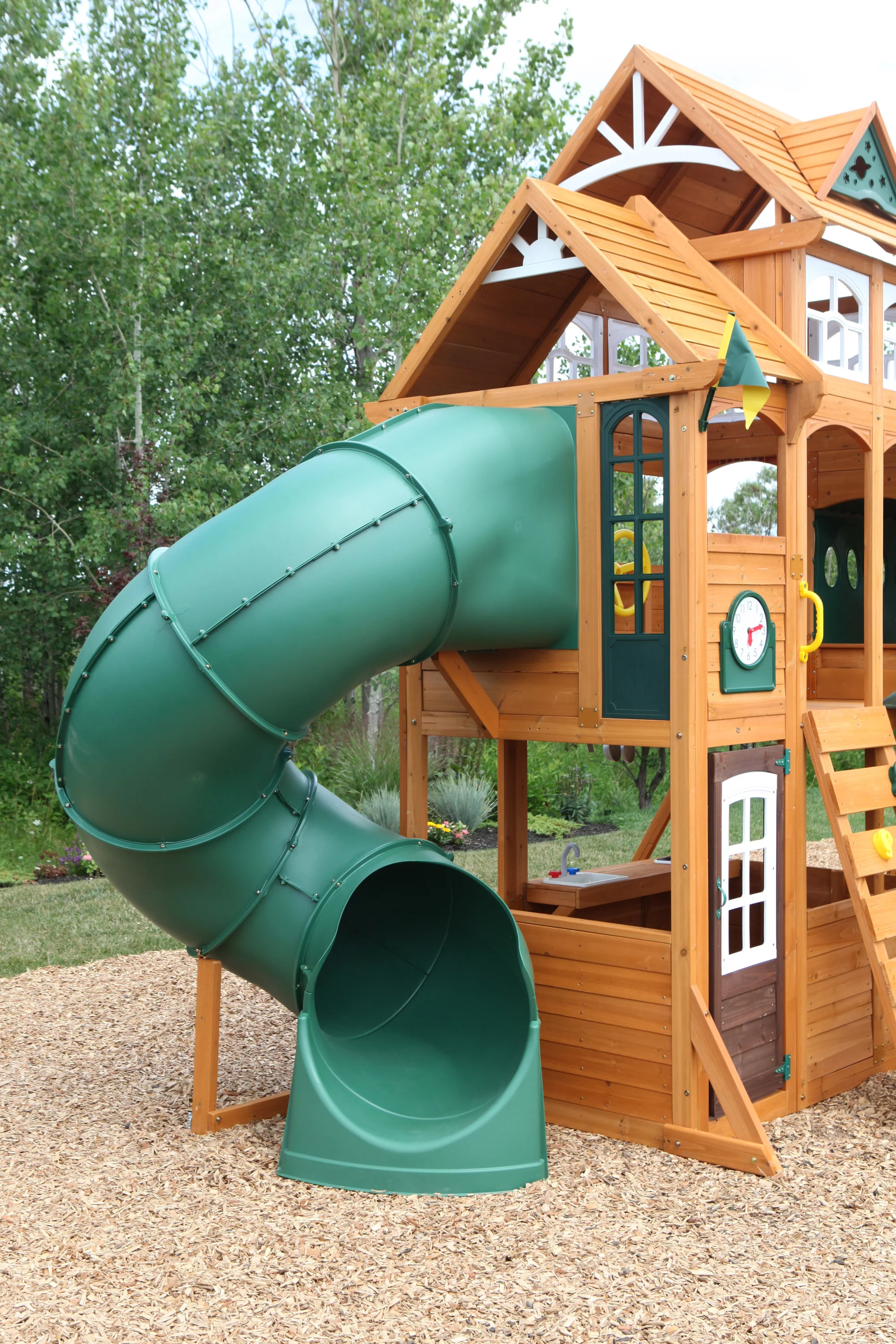 Paramount Wooden Swing Set / Playset with Tunnel, Slides and Kitchens