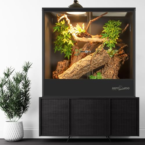 REPTI ZOO 30 Gallon PVC Tall Reptile Terrarium, 18x18x24 Reptile Tank for Frog Lizard Gecko Chameleon Snake, Rainforest Habitat Tank with Sliding Door & Top Screen Ventilation