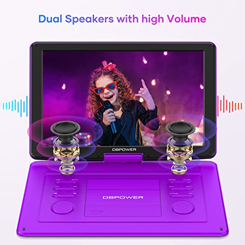 DBPOWER 17.9" Portable DVD Player with 15.6" Large HD Swivel Screen, Support DVD/CD/USB/SD Card and Others Multiple Disc Formats, with 6-Hour Built-in Rechargeable Battery, High Volume Speaker, Blue