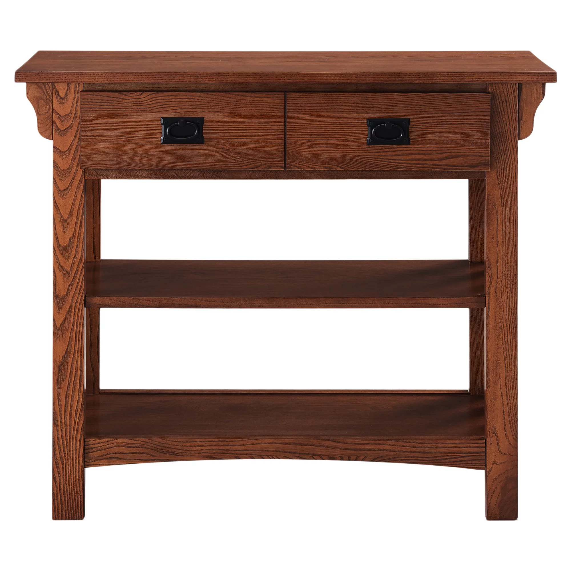 Leick Home 8261 Mission Bookcase Console Table with Drawers, Made with Solid Wood, for Living Room, Entry Way, Office, Bedrooms, Russet Finish