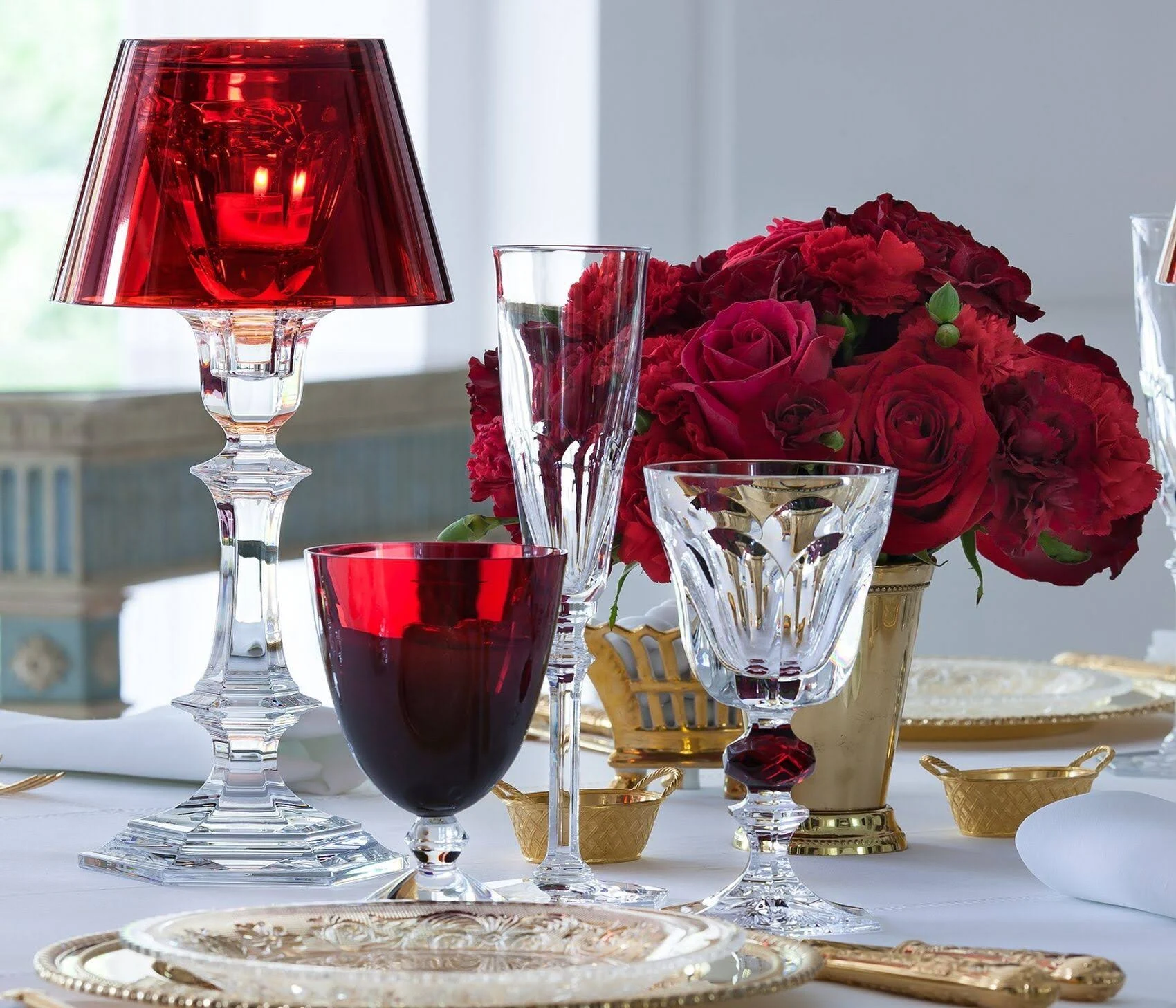 Baccarat Crystal Vega Red Water Glass Set of 2