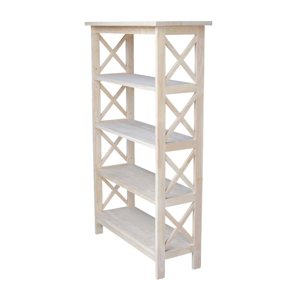 International Concepts Unfinished Wood 4-Shelf Bookcase in Brown | SH-4830X