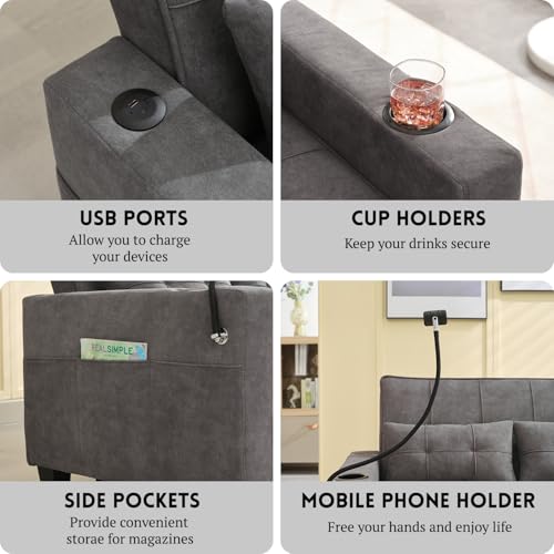 3 in 1 Convertible Sleeper Chair Bed,Pull Out Chair Sleeper with USB Ports and Cup Holders,Sleeper Sofa Bed Chair with Adjustable Backrest for Living Room (Blue, Sleeper Chair)