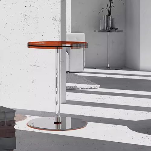 Transparent Acrylic Side Table, Round Slim Nightstand, Simple Lucite Vase Display Table, Home Decor Small Table, 40 * 53Cm,Sofa Side Table, Compact End Table for Living Room,Black
