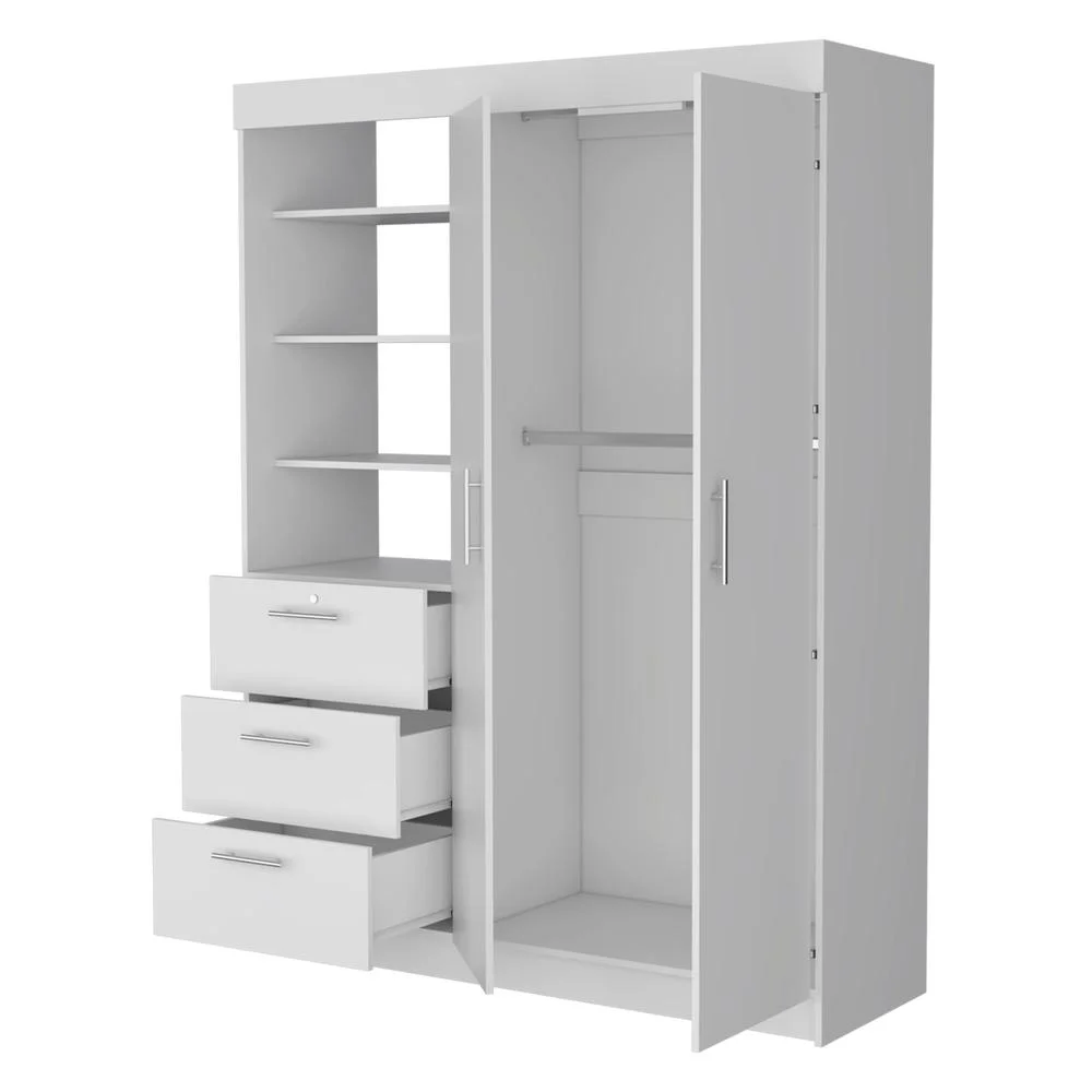 FM FURNITURE LLC Tempe 3 Drawers Armoire ,White