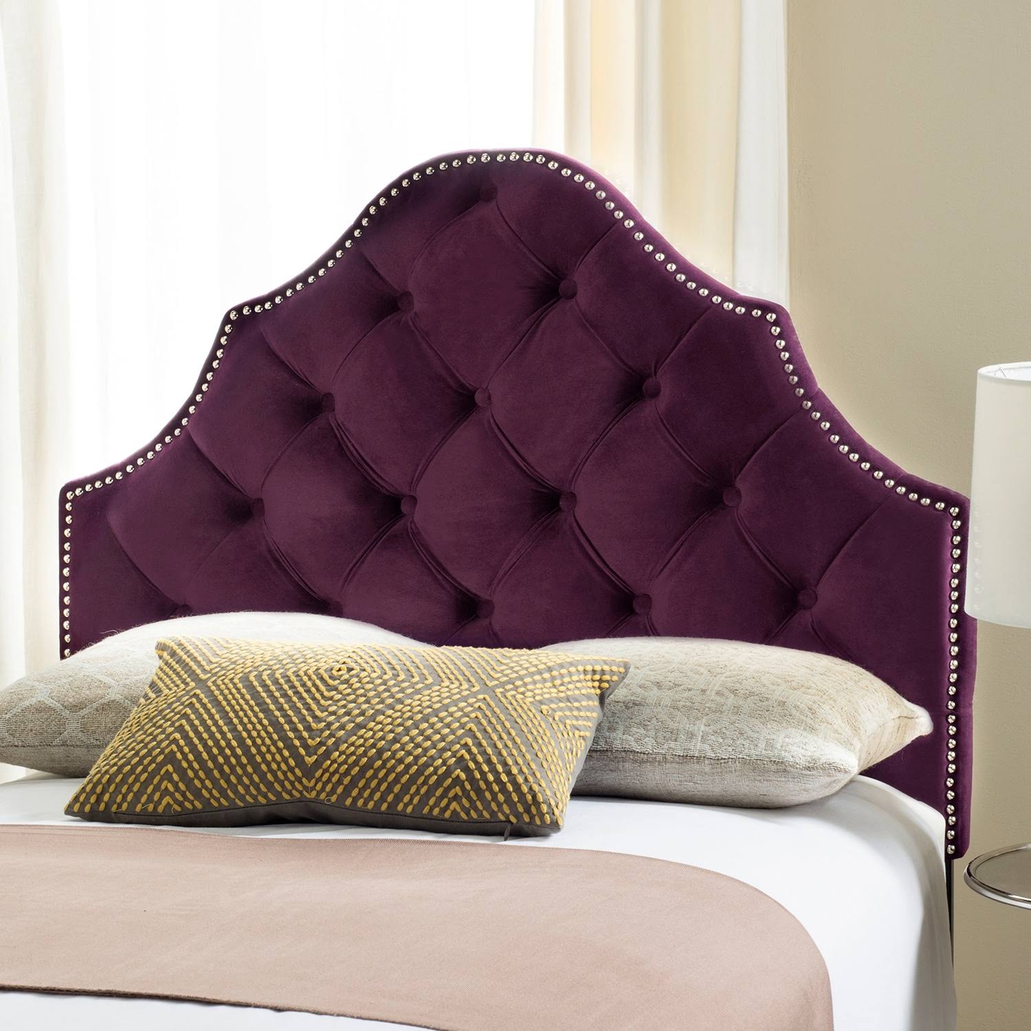 Safavieh Arebelle Velvet Tufted Headboard - Purple - Twin