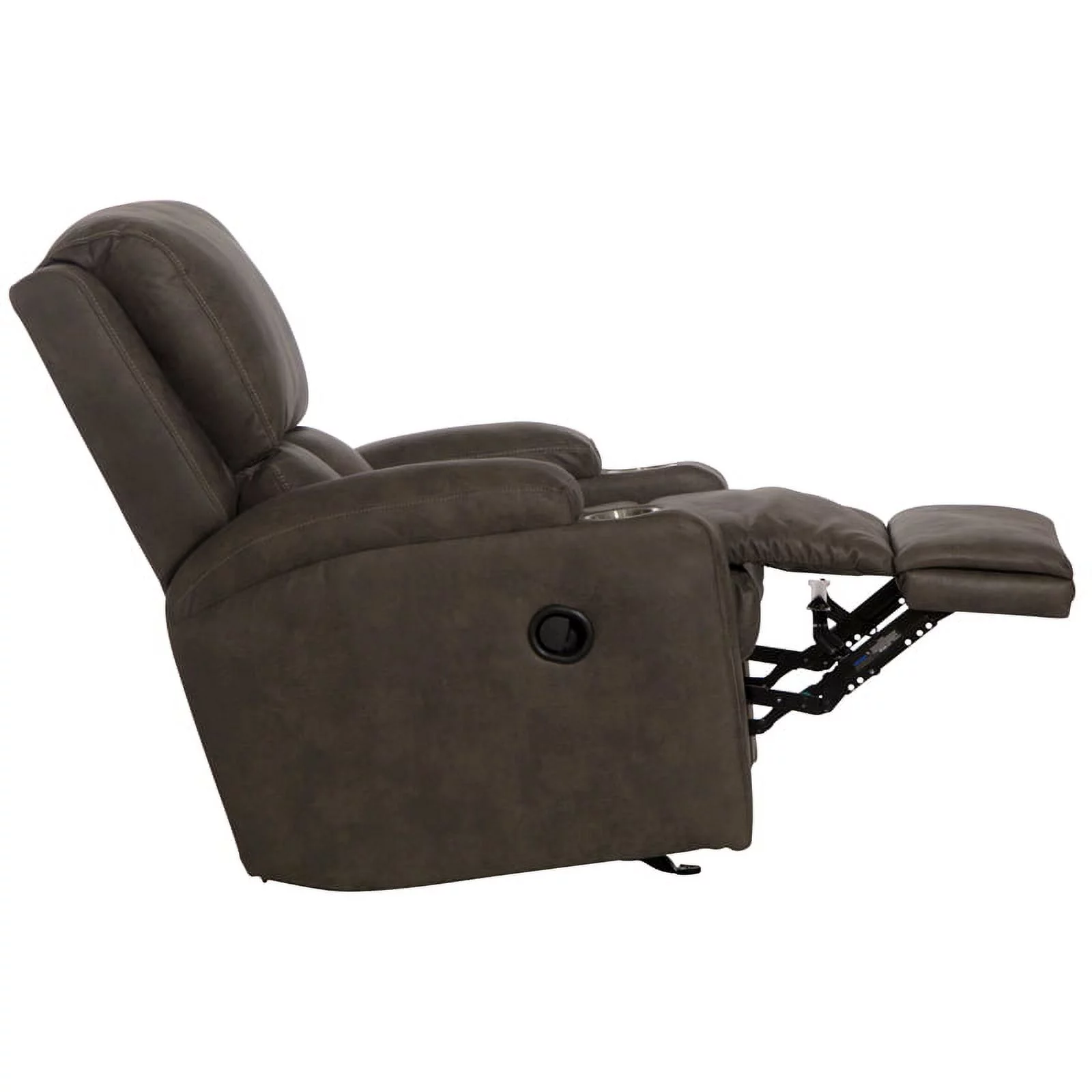 Catnapper Page Rocker Recliner with Two Cupholders in Gray Polyester Fabric