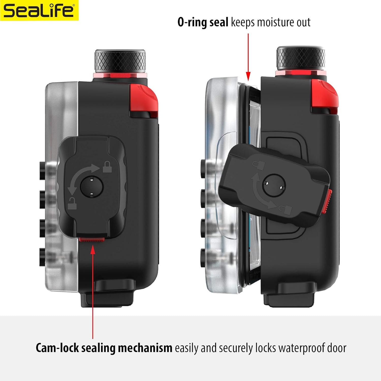 Underwater Smartphone SeaLife Scuba Case – Waterproof Photography, Access Camera Controls, Leak Alarms, Black, Without Light