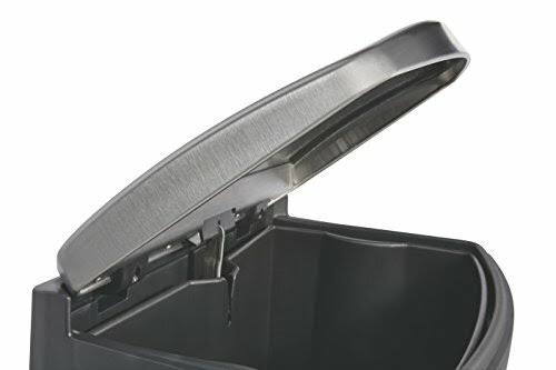 Rubbermaid Commercial Slim Jim Stainless Steel Step-On Container w/Dual Liner, Front Step, 8 gal, Blk
