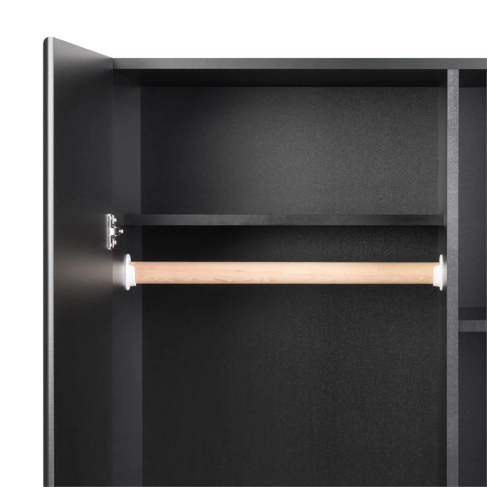 Prepac Elite 32" Storage Cabinet Armoire, Black Storage Cabinet, Linen Cabinet, Wardrobe Cabinet with Hanging Rail and Shelves 21" D x 32" W x 65" H, BESW-3264-K