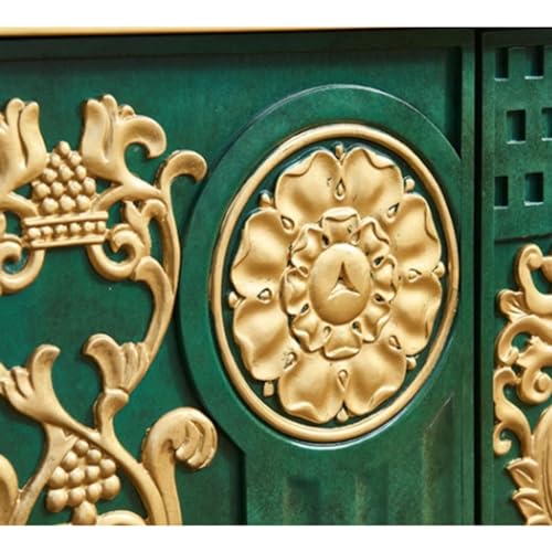 Side Panel Buffet Modern Storage Space Light Luxury Entrance Cabinet Solid Wood Carved Entrance Hall Partition Country Decoration Retro Old Sideboard Free Standing Decorative Cabinet