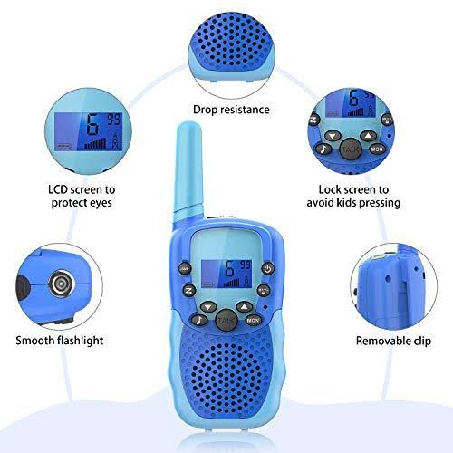 Wishouse Childrens Walkie Talkie Sets for Boys Girls 4 Pack,Family 2 Way Radio Walky Talky for Kids with Flashlight,Camping Game