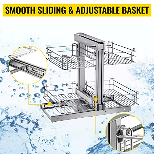 VEVOR Swing Left Blind Corner Cabinet Pull Out for 36 inch Cabinet, 2 Tier Tray Kitchen Soft Close Cloud Organizer Right Handed Open