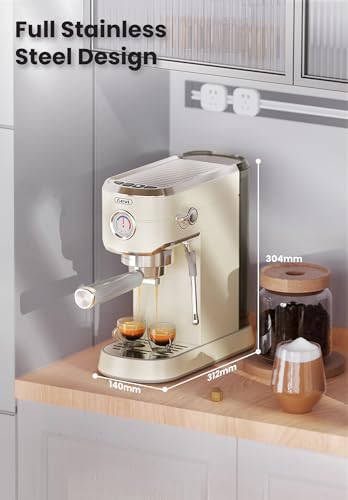 Gevi 20 Bar High Pressure Espresso Machines, Expresso Coffee Machine with Milk Frother for Espresso, Latte Macchiato, Cuppuccino,1.2L Water Tank, 1350W
