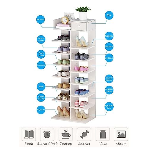 Shoe Slots Organizer, Vertical Narrow Shoe Rack, 8 Tiers Space Saving Multi-layer Shoe Rack, Shoe Cabinet, Vertical Storage Rack, Freestanding Shoe Rack