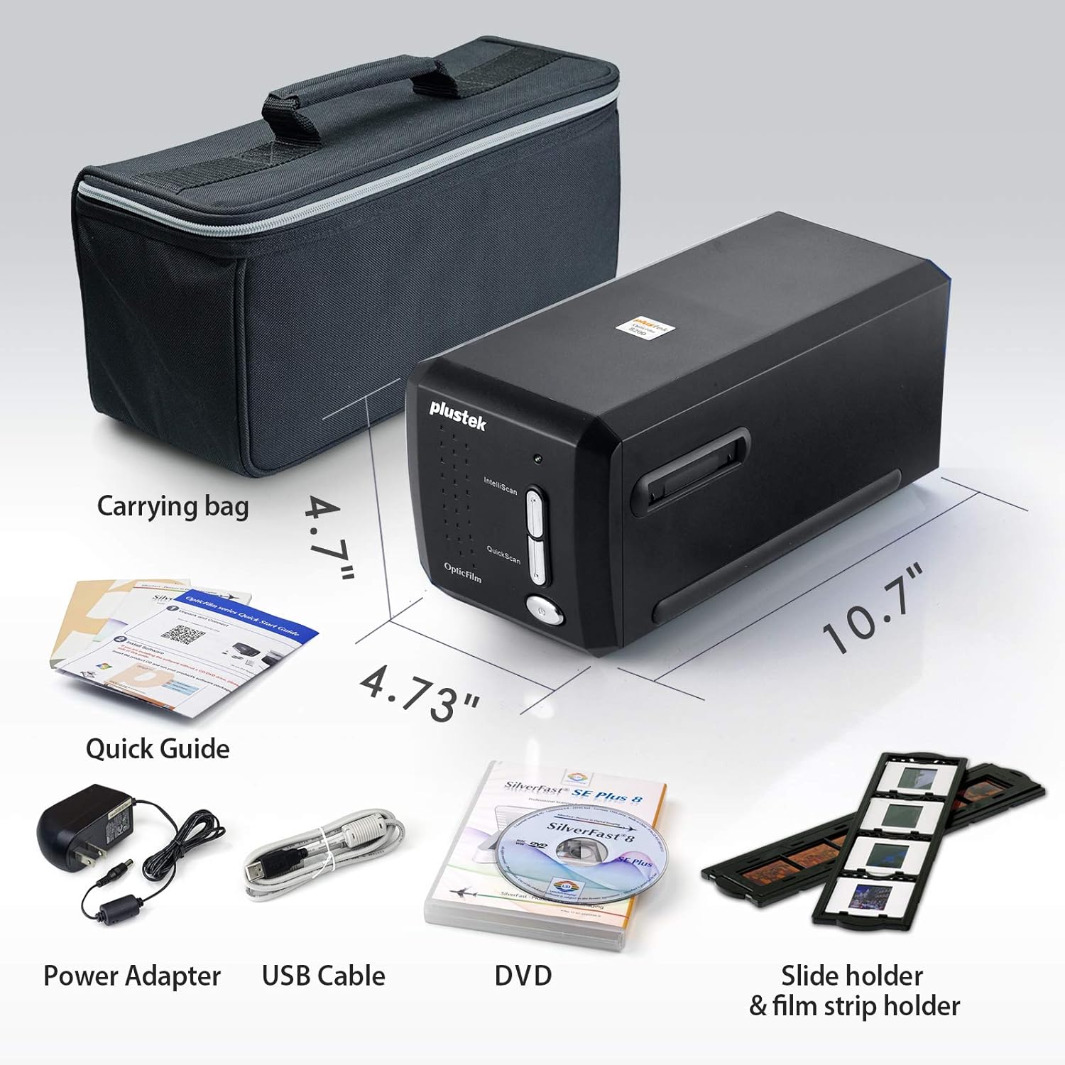 Plustek OpticFilm 8200i SE , 35mm Film & Slide Scanner. 7200 dpi / 48-bit Output. Integrated Infrared Dust/Scratch Removal. Bundle Silverfast SE Plus 8.8 , Support Mac and PC.