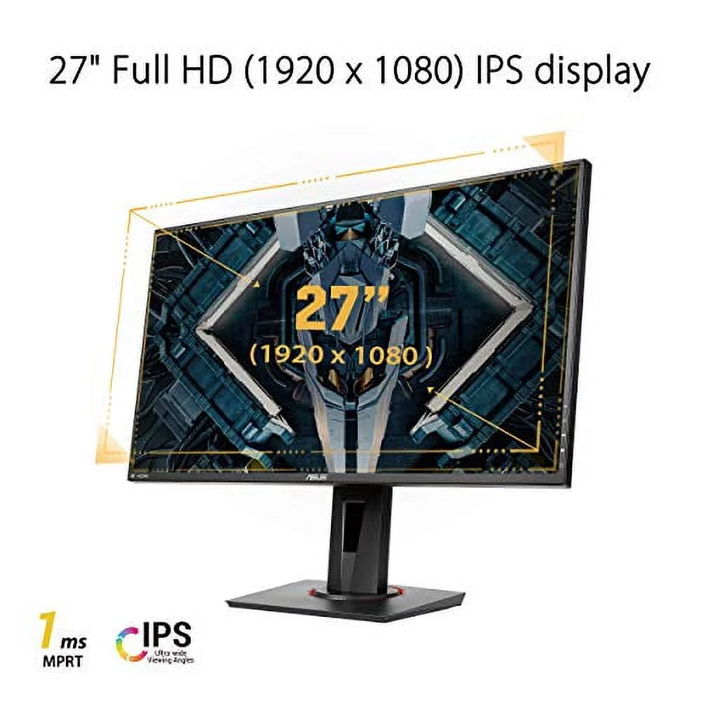 ASUS TUF Gaming 27" 1080P Monitor (VG279QR) - Full HD, IPS, 165Hz (Supports 144Hz), 1ms, Extreme Low Motion Blur, G-SYNC Compatible, Shadow Boost, VESA Mountable, DisplayPort, HDMI, Height Adjustable