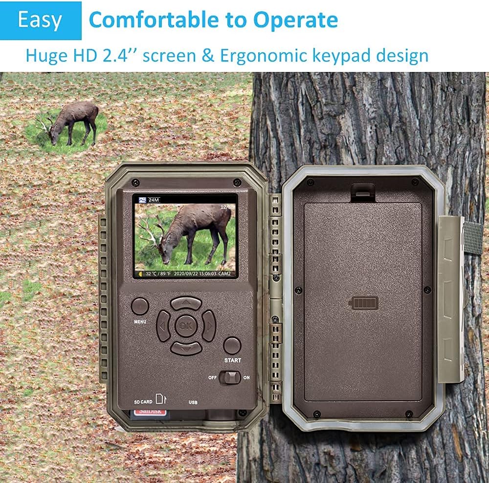 GardePro E5S Trail Camera 32MP 1296P Game Camera with 100ft Night Vision Ultra Fast 0.1S Motion Activated Waterproof, Camo