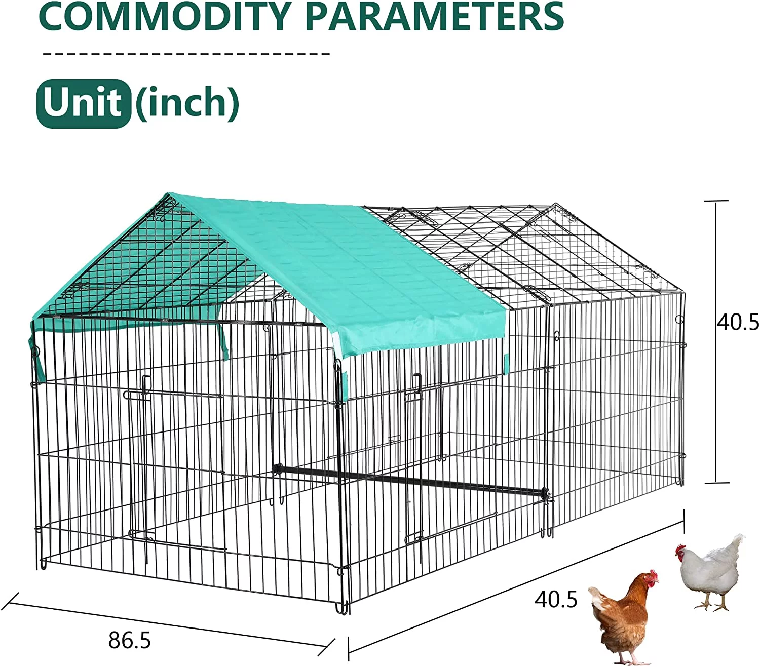 BestPet 8741 Large Metal Chicken Coop,Walk-in Poultry Cage Chicken Run Outdoor Duck Coop Chicken Pen Pet Playpen w/Door & Cover Rabbit Enclosure for Backyard Farm
