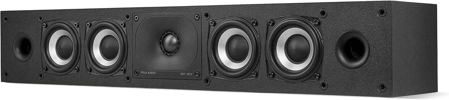 Polk Monitor XT35 Slim Center Channel Speaker - Hi-Res Audio Certified, Dolby Atmos & DTS:X Compatible, 1" Terylene Tweeter & Four 3" Dynamically Balanced Woofer, Wall-Mountable, Midnight Black