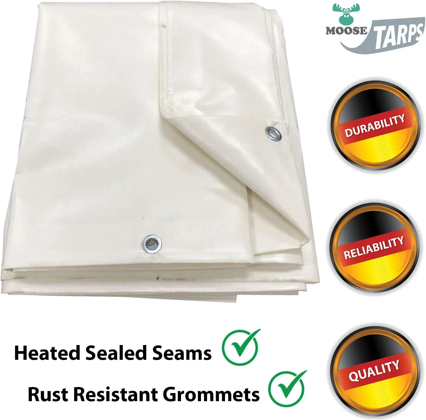 Heavy Duty Tarp, 100% Waterproof 12Mil Thick PVC Vinyl Tent Tarp For Camping, Multi-Purpose Thick ive Cover, Weather Proof, Heavy Duty, UV Resistant, 20 Feet X 30 Feet, White