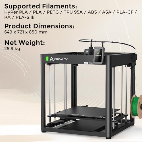 Creality Hi Combo 3D Printer, 4-Color CFS System, Auto RFID Filament Detection, 500mm/s Speed, All-Metal Frame, 260x260x300mm Build Volume, Smart Cloud Control