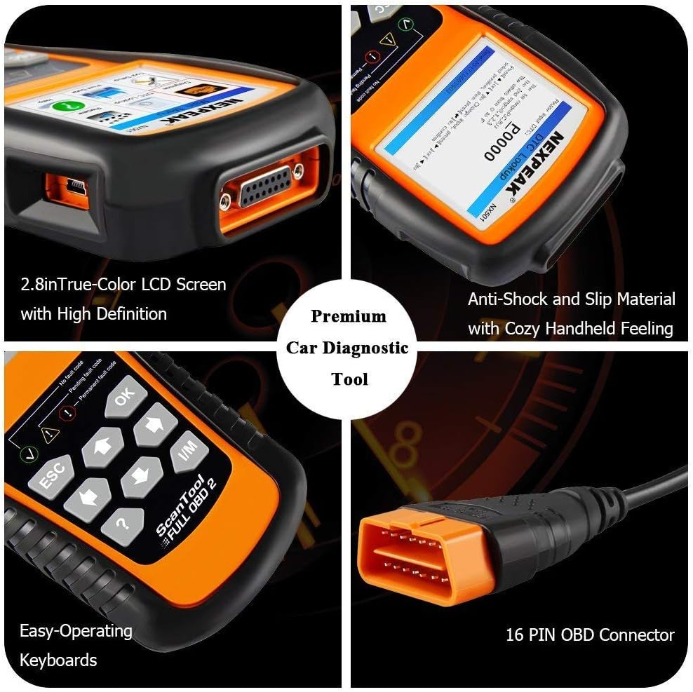 NEXPEAK OBD2 Scanner, NX501 Enhanced OBD II Auto Code Reader, Car Diagnostic Scan Tool Vehicle Check Engine Light Analyzer for All OBDII Vehicles After 1996 Pack of 2