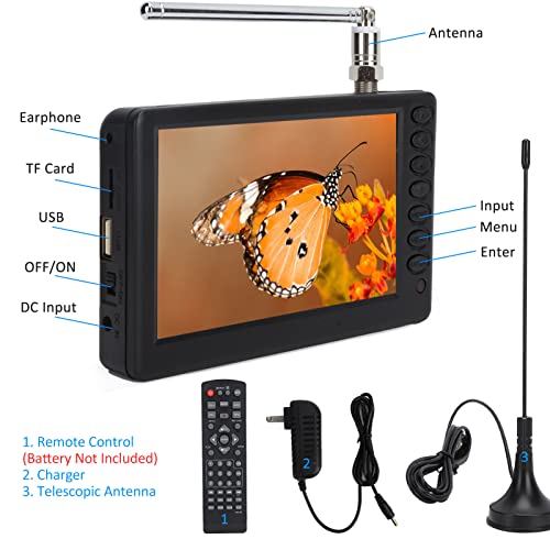 Yoidesu 5 inch Portable TV, ATSC HD TFT LED Pocket Digital Television Mini TV, 1080P Digital TV with Remote Control, 1500mAh Rechargeable Battery