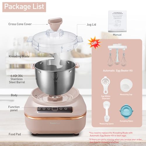Electric Dough Maker with Ferment Function, 7L(6.6QT) Dough Mixer Machine with Stainless Steel Bowl, Kitchen Stand Mixers, Flour Kneading Machine for Pizza Bread, Microcomputer Timing