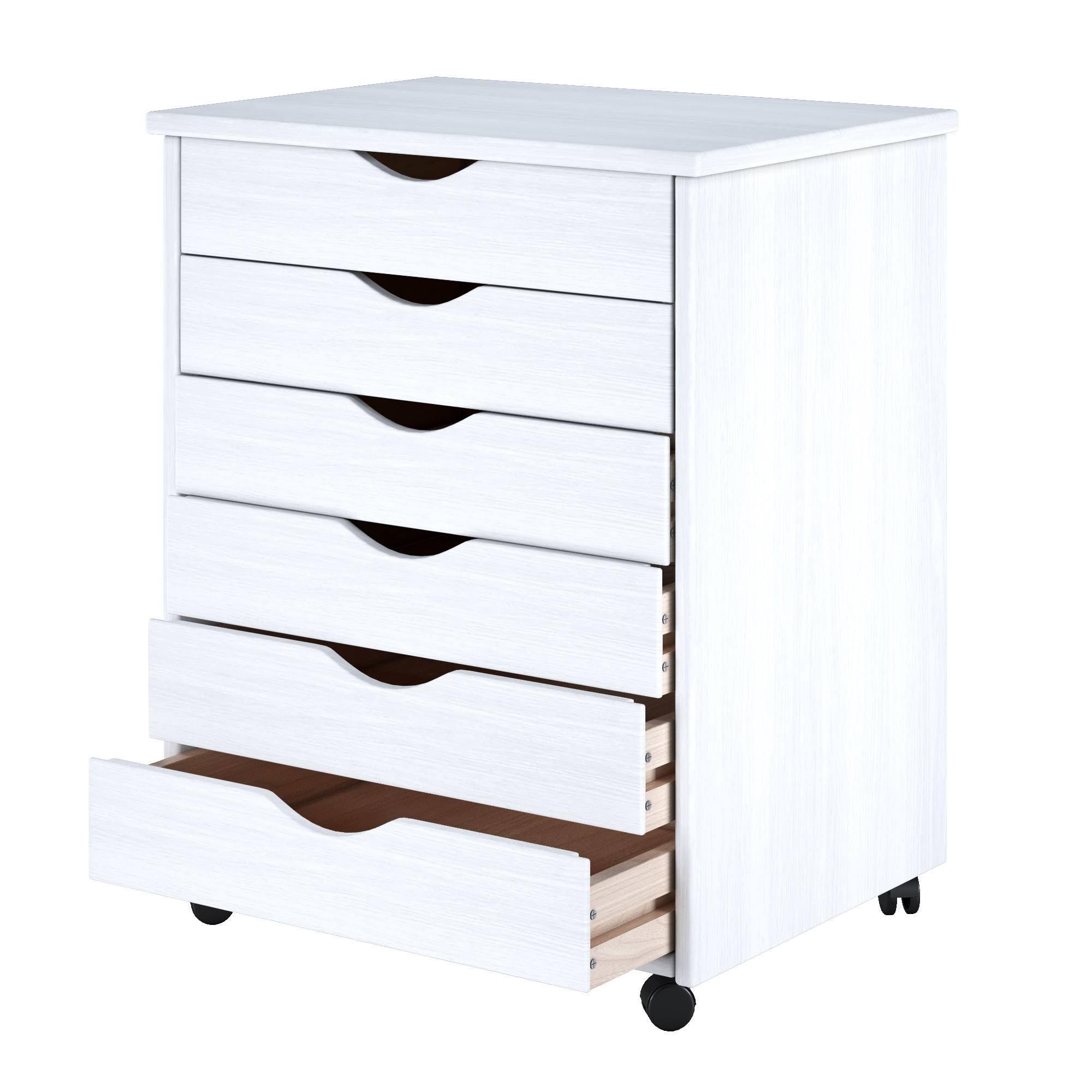 Adeptus 6 Drawer Wide Roll Cart - White