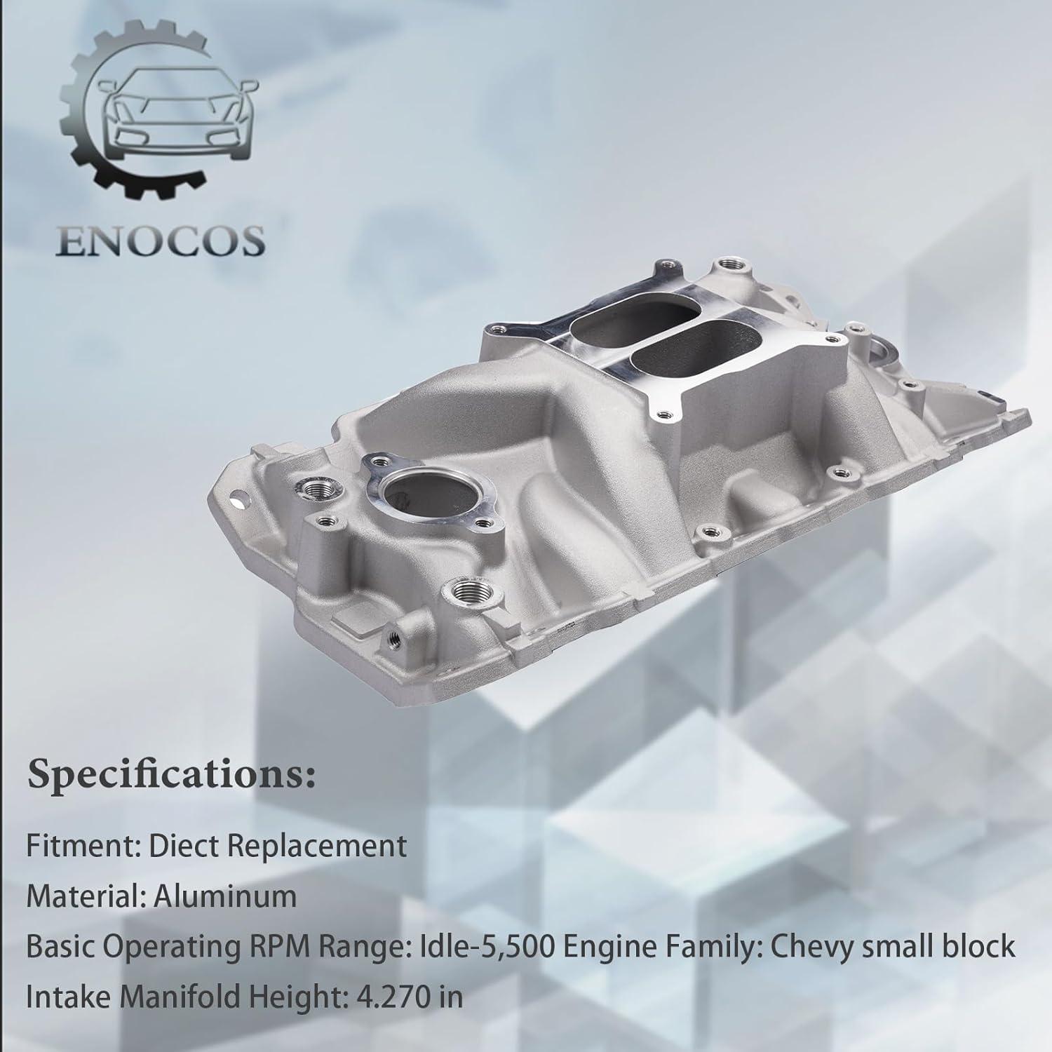 2701 Engine Dual Plane Intake Manifold Compatible with 1955-1986 Chevy 305 327 350 383 Small Block V8 - Idle - 5500 RPM Range