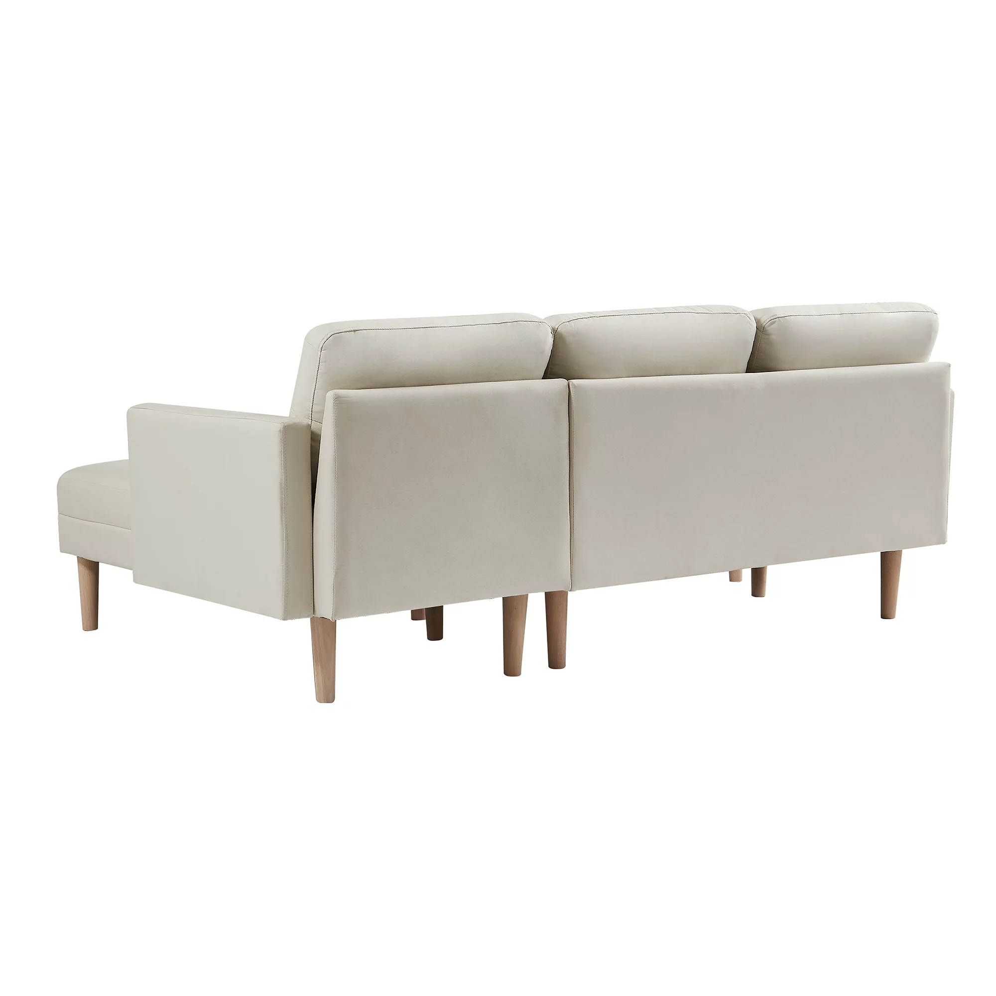 Sleeper Sofa Bed Reversible Sectional Couch with Bench, Modern L Shaped Couch for Living Room,Fabric Beige