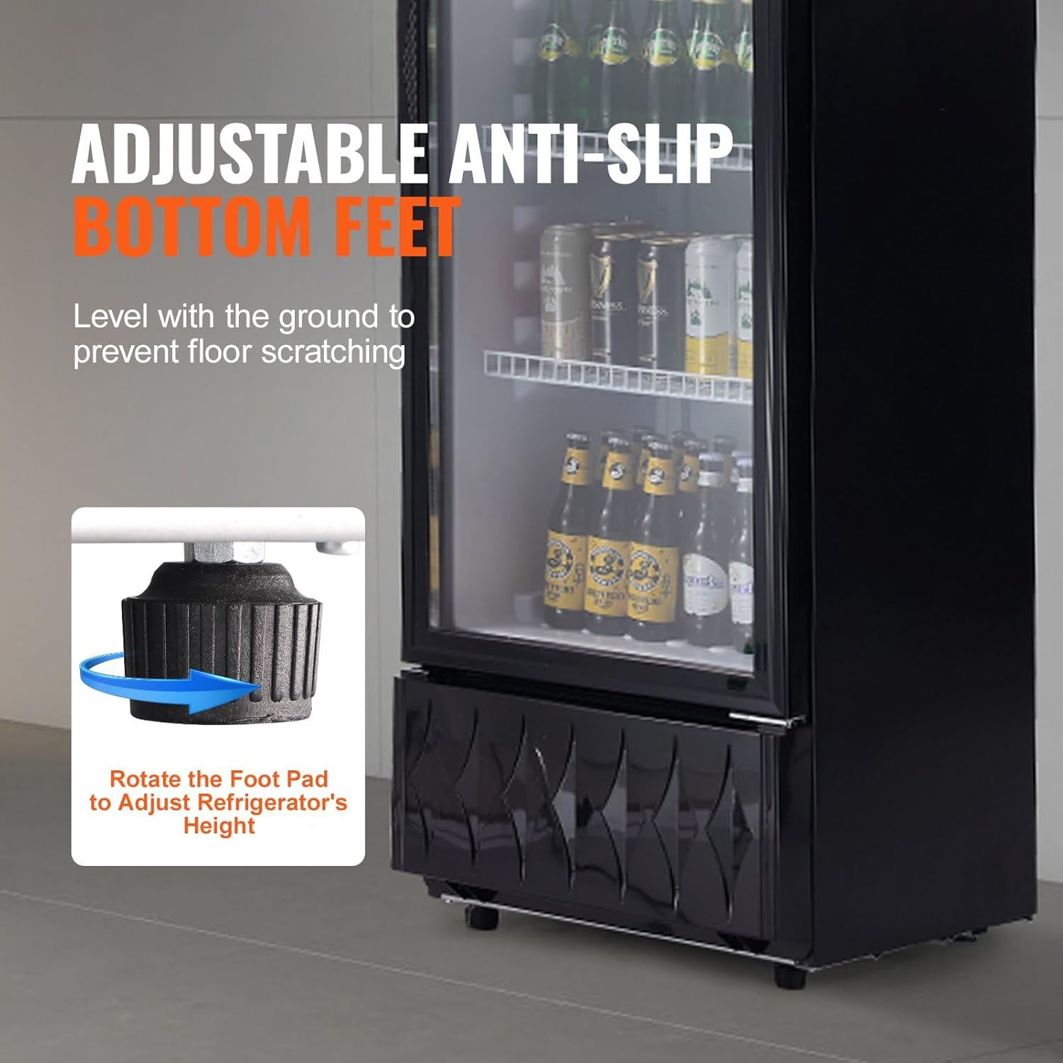 Commercial Merchandiser Refrigerator 6.8 Cu.Ft Beverage Cooler Glass Door Display Upright Fridge with 3 Adjustable Shelves Customizable Lightbox, None*None*None, black, 1XBV003142