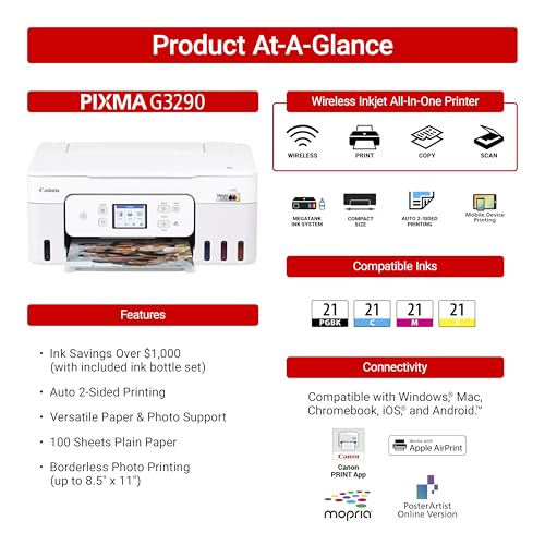 Canon MegaTank G3270 All-in-One Wireless Inkjet Printer. for Home Use, Print, Scan and Copy