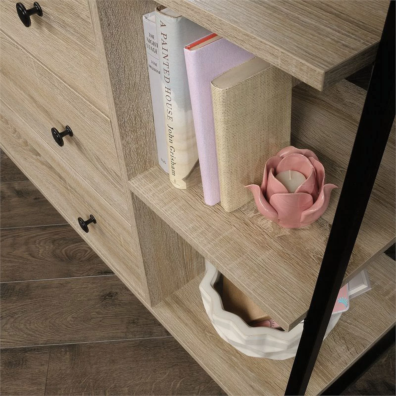 Sauder North Avenue 3-Drawer Engineered Wood and Metal Dresser in Charter Oak