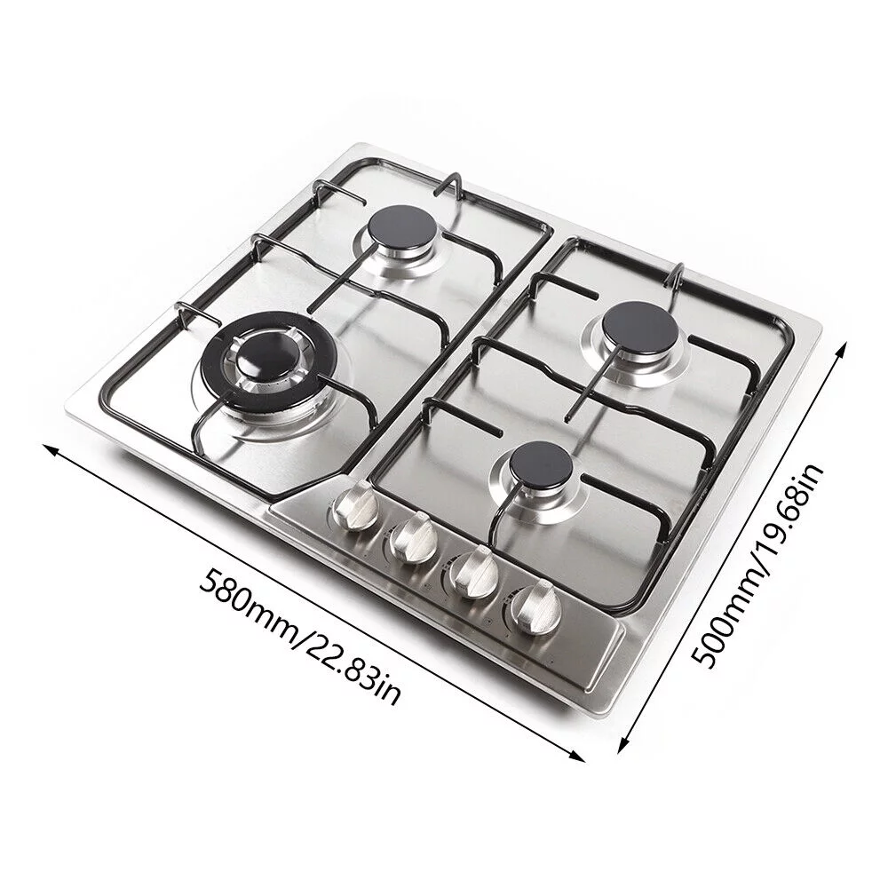 580*520mm Stainless Steel Built-in Gas Cooktop 4 Burners Natural gas LPG Cooktop