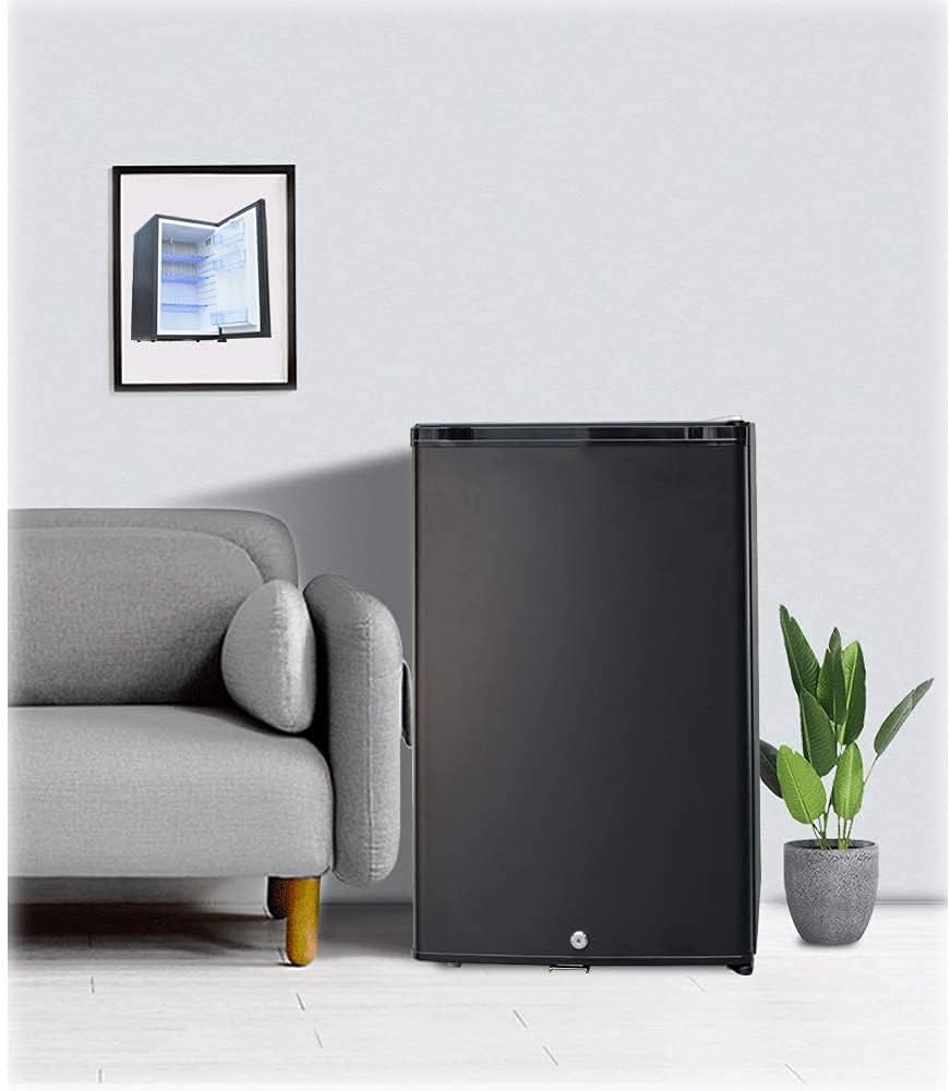 SMETA Mini Fridge No Noise: Absorption Refrigerator 12V/110V Portable for Dorm Office Truck Camper, with Lock, DC AC, 1.0 Cu.Ft, Black