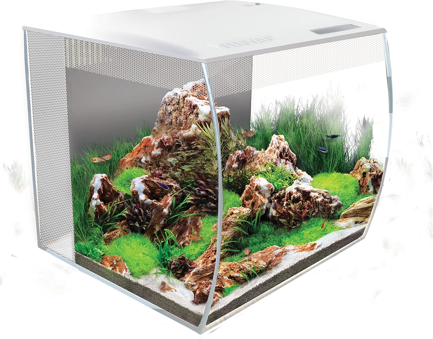 Fluval Flex 15 Aquarium Kit - Fish Tank for Fish & Plants - Comes with LED Lights, Filtration System & More - 16" x 15" x 15" - 57 L, 15 Gal. - White