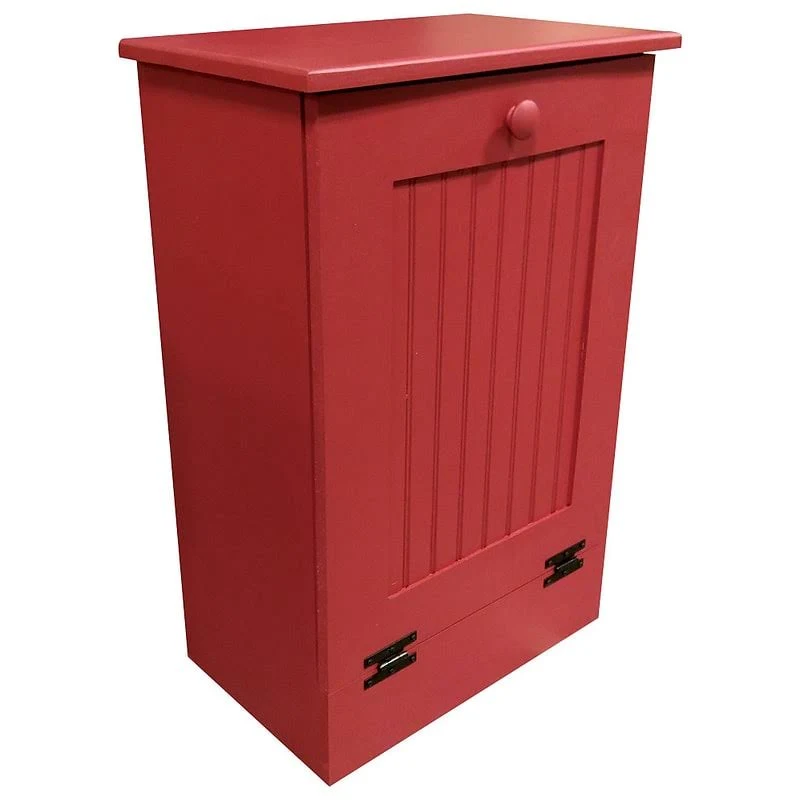 Rebrilliant Manual Wooden Pull Out Trash Can, Red