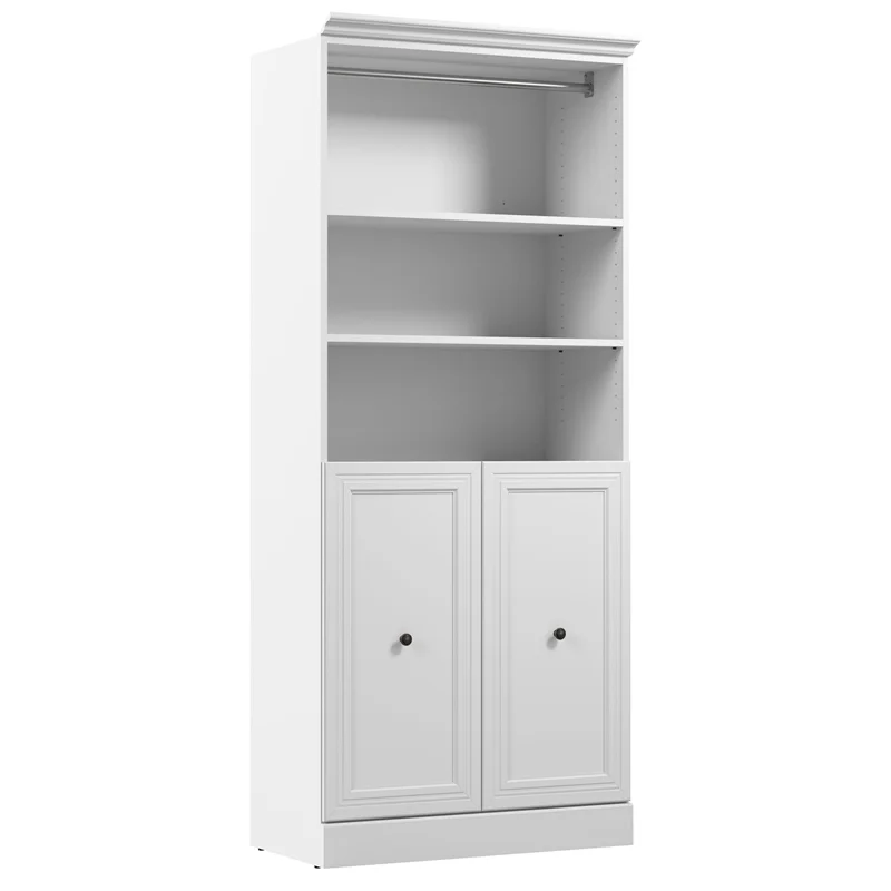 Bestar Versatile Engineered Wood Queen Murphy Bed and Organizer in White