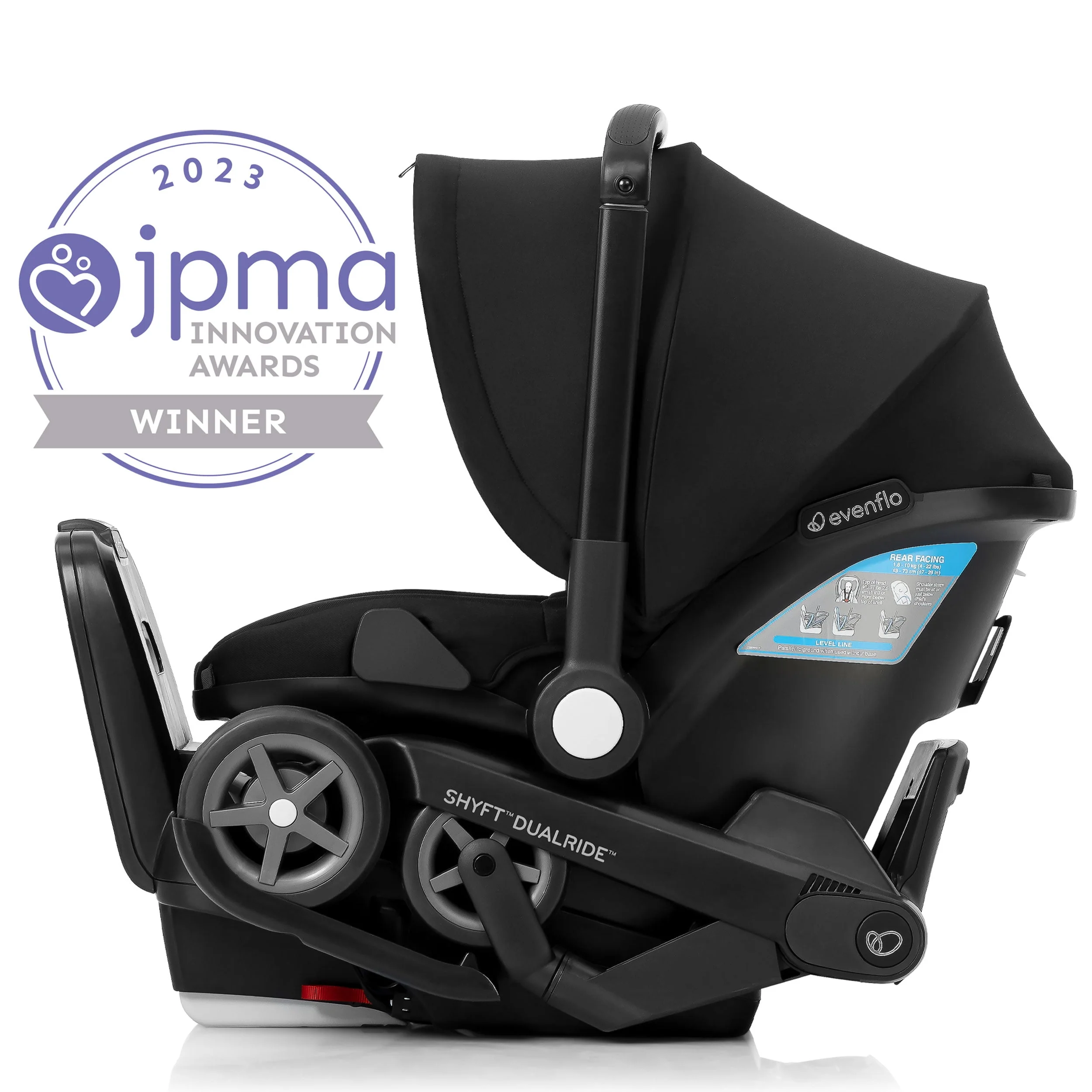Evenflo Shyft DualRide Infant Car Seat and Stroller Combo (Beaufort Black), Unisex