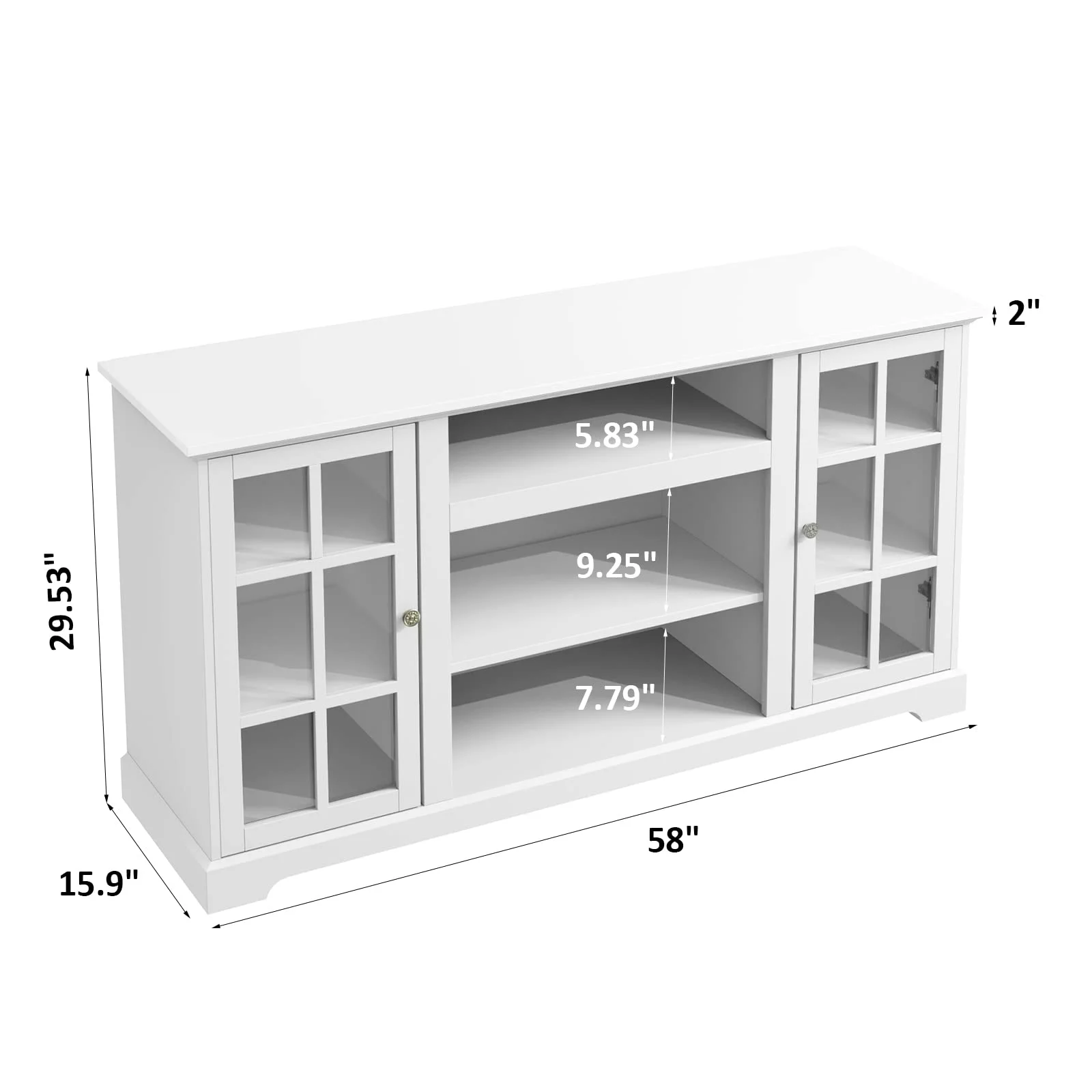 TV Stand Modern Farmhouse Wood Entertainment Center for TVs up to 65", White