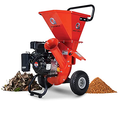 GreatCircleUSA Wood Chipper Shredder Mulcher Heavy Duty Gas Powered 3 in 1 Multi-Function 3 Inch Max Wood Diameter Capacity EPA/CARB Certified Aids in Fire Prevention - Building a Firebreak