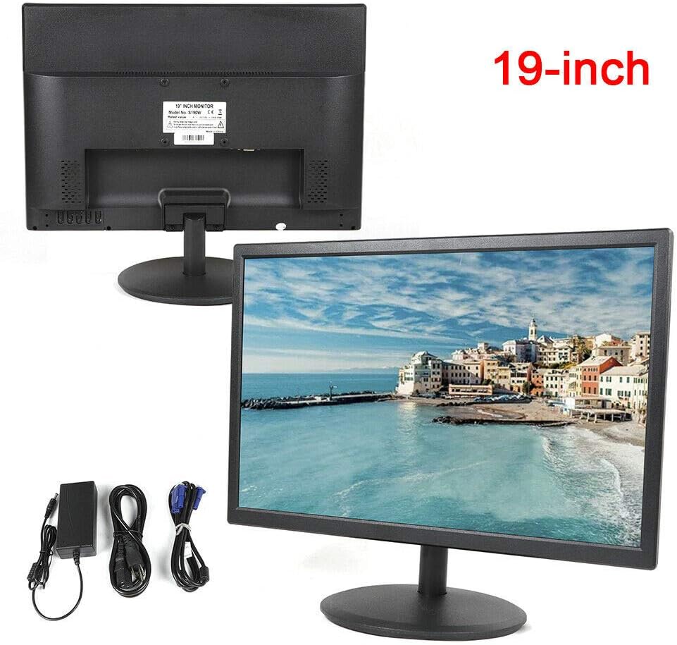 PC Monitor Desktop Monitor, 19" 5ms LED Monitor Desktop Computer PC LED Monitor 1440 x 900 60Hz with Stand