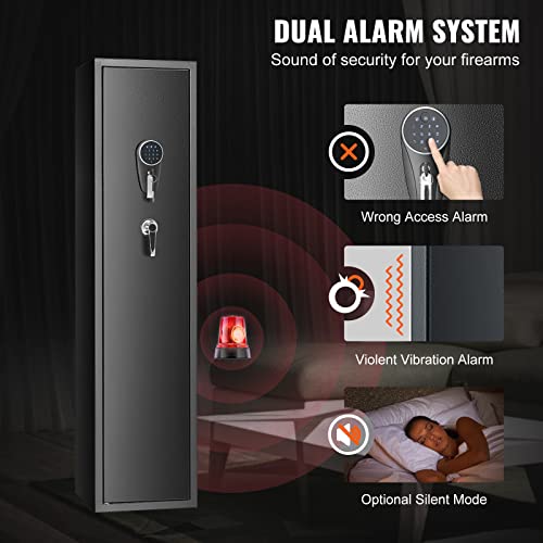 VEVOR 3-4 Rifles Gun Safe, Rifle Safe with Digital Keypad & Lock, Quick Access Gun Storage Cabinet for shotguns with Removable Shelf, Pistol Rack, Ammo Storage Box for Home Rifle and Pistols